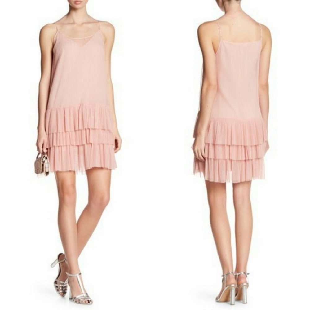 BCBG Generation Tiered Tulle Blush Pink Summer Dress Size M. NWT